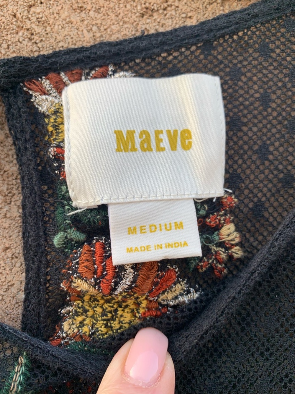 Maeve x Anthropologie Black Cadiz Sheer Blouse with Orange Floral Embroidery - Picture 5 of 11
